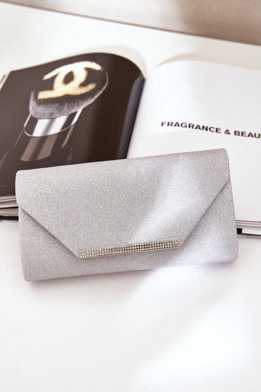 Elegant Clutch Bag With Glitter Silver Remiala