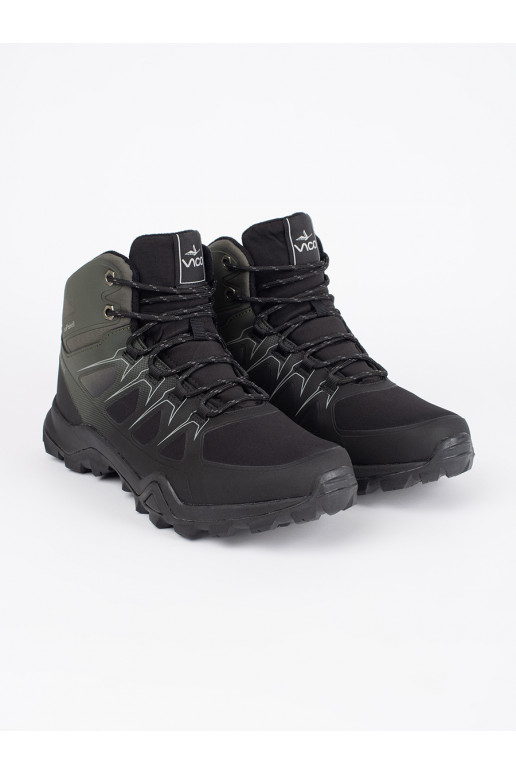 Black and-green high trekking shoes mens