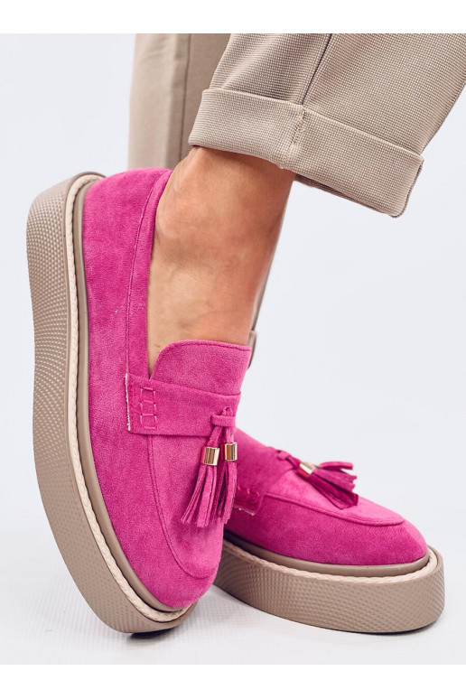 Moccasins with platform with fringes TRINITY pink