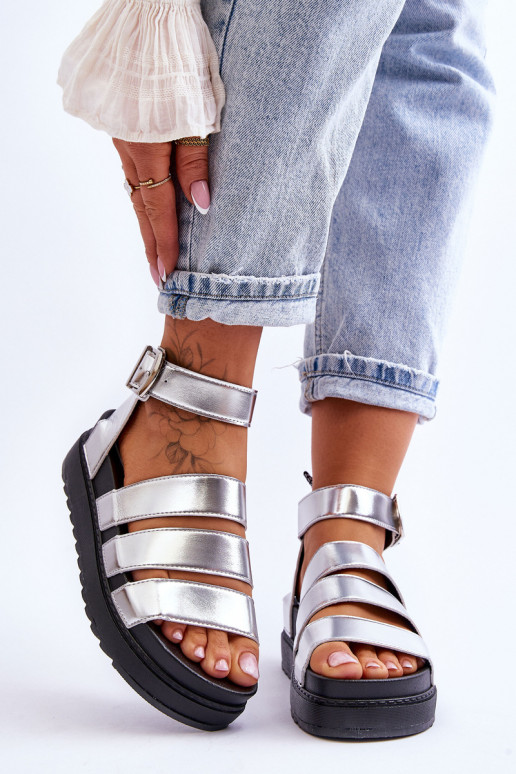 Sandals On A Massive Platform Silver Lisbona