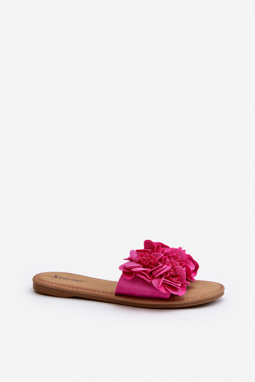 Women's Flip Flops with Flowers Fuchsia Eelfan