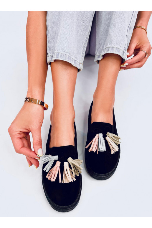 Moccasins with fringes KRAUSS BLACKCOLOR