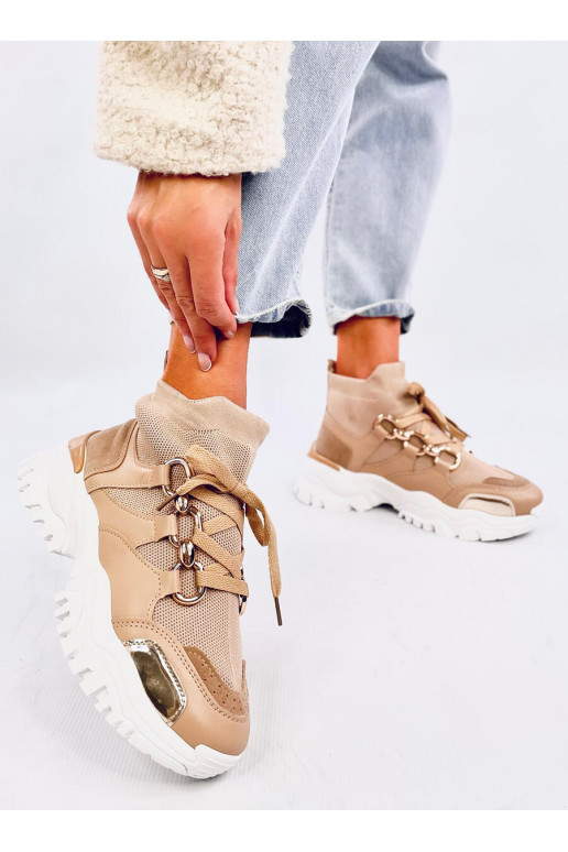 with sock type boot Sneakers by the ankle PETRA khaki colors