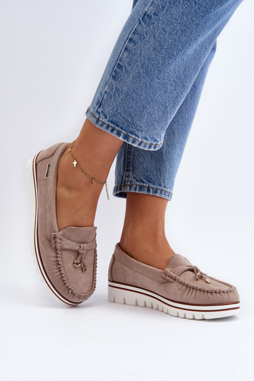 Women's Platform Loafers Beige Railav