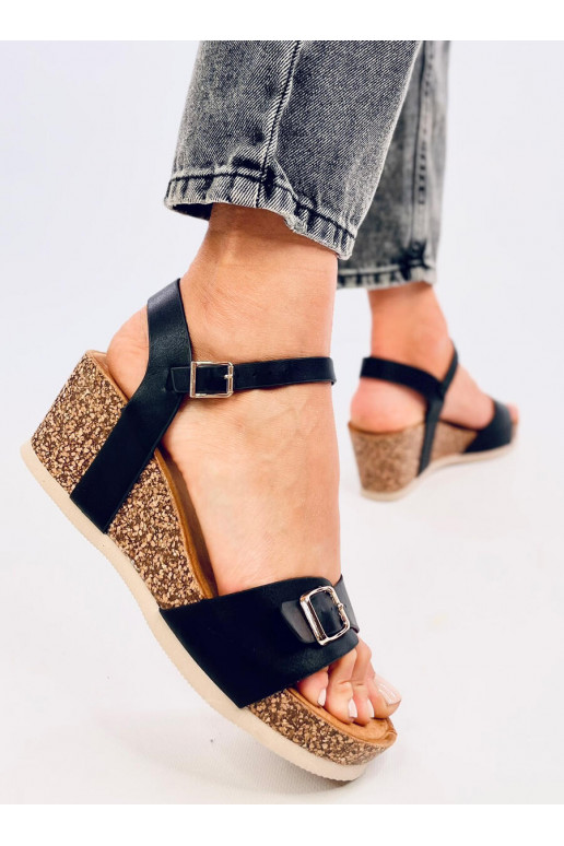 sandals on a wedge cork ARNAU BLACK