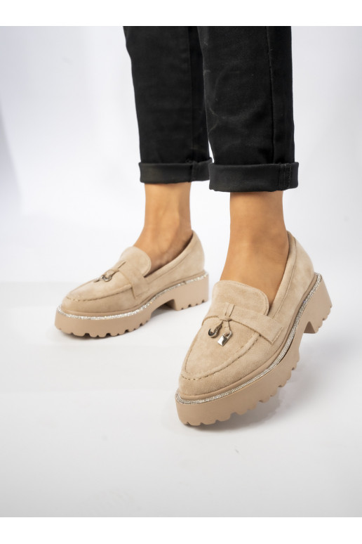 Womens Moccasins ivory, of suede Alessa khaki colors