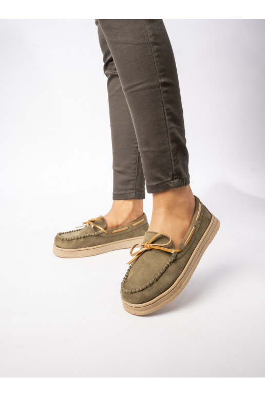 Womens Moccasins green color, of suede Lucia GREEN