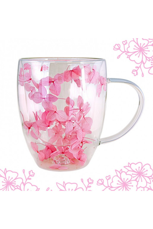 Szklanka termiczna withhortensją w środku pink 300 ml 1pcs. SZK77