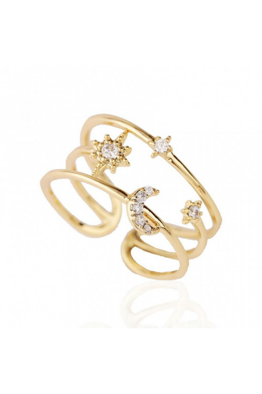 gold color-plated stainless steel ring PST650, Ring size: US6 - EU11