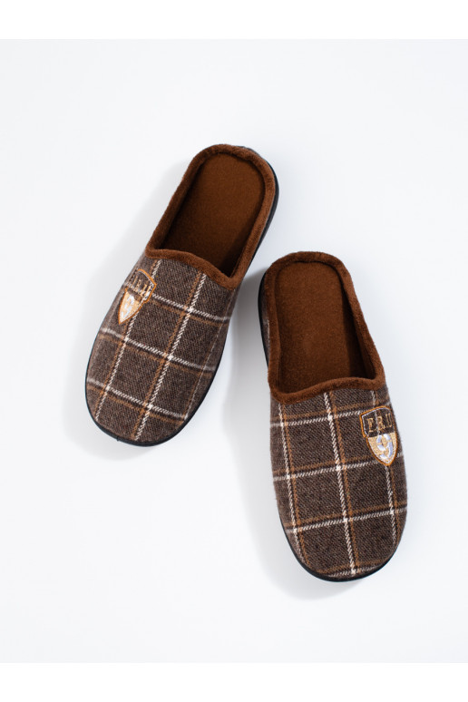 Mens Brown color kapcie checked