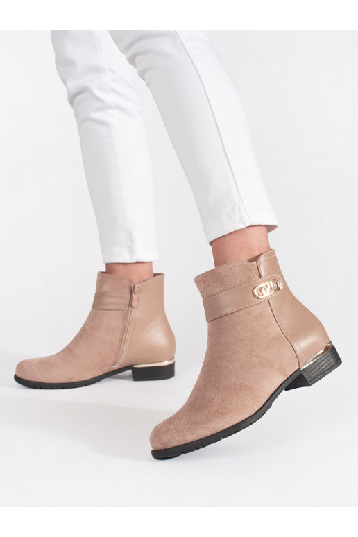 beige women's boots ze goldenmi elementami