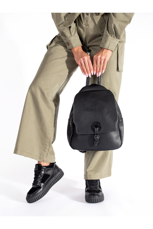 Classic black color backpack damski