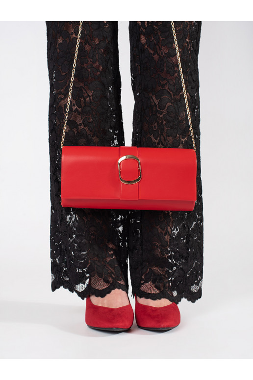 Redlittleelegant handbag with a gold buckle