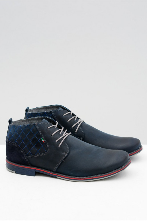 Navy Blue Men's Leather Graziano Half Boots