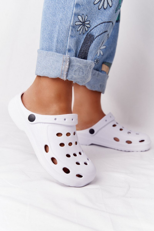 Women's White Foam Flip Flops EVA Dots