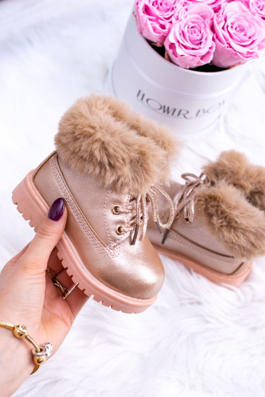 Warmed Children's Booties Trappers Pink Gold Fobos