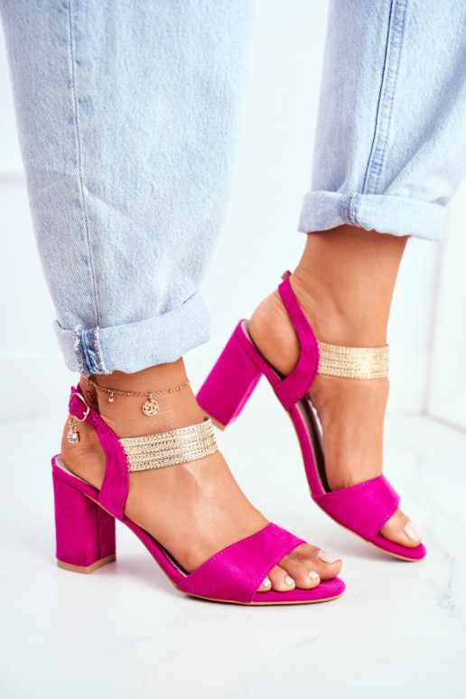 Women's Stiletto Sandals Suede Fuchsia Enjoy