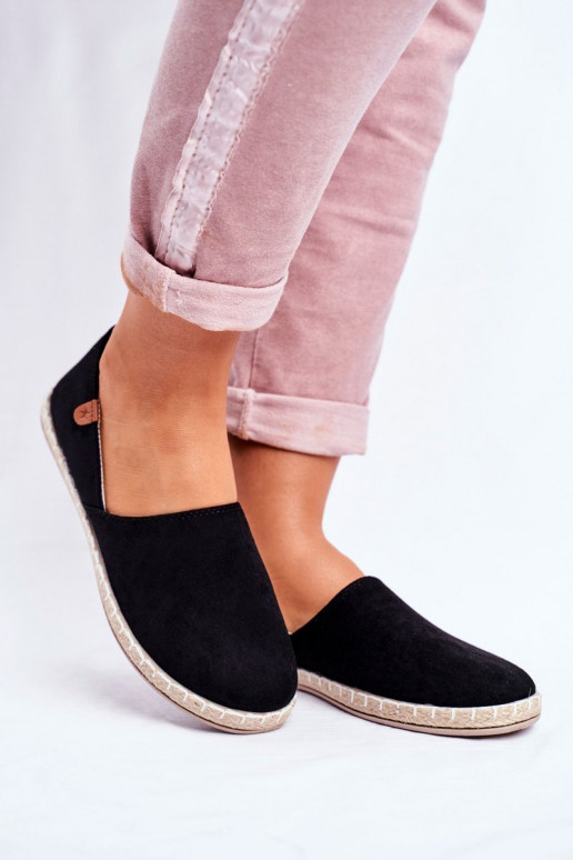 Women's Black Velvet Espadrilles Vulcano