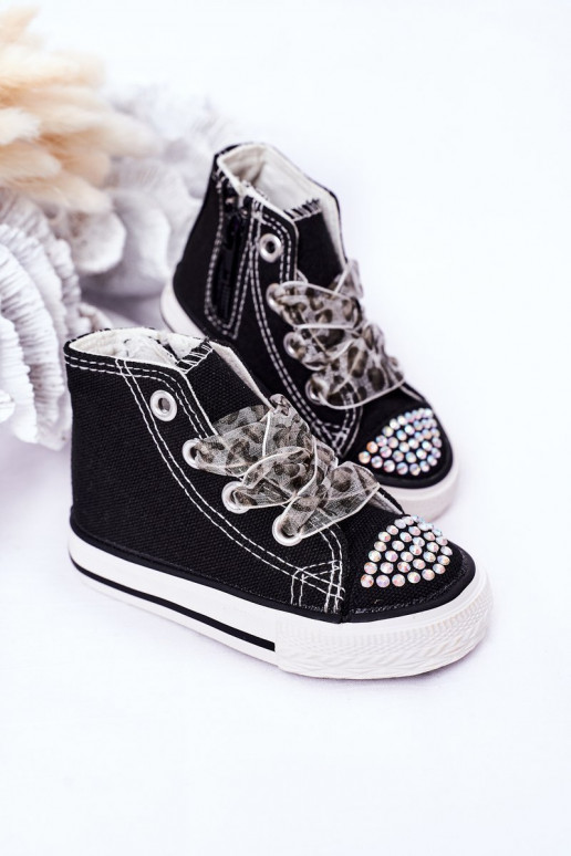 Children's Sneakers With Cubic Zirconia Black Smile