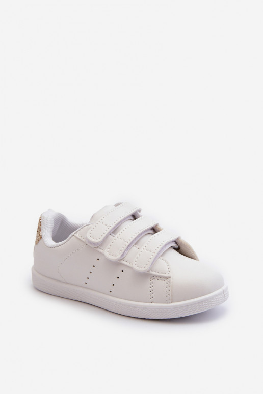 Children's Sneakers With Velcro White-Rose Gold Cute Girl