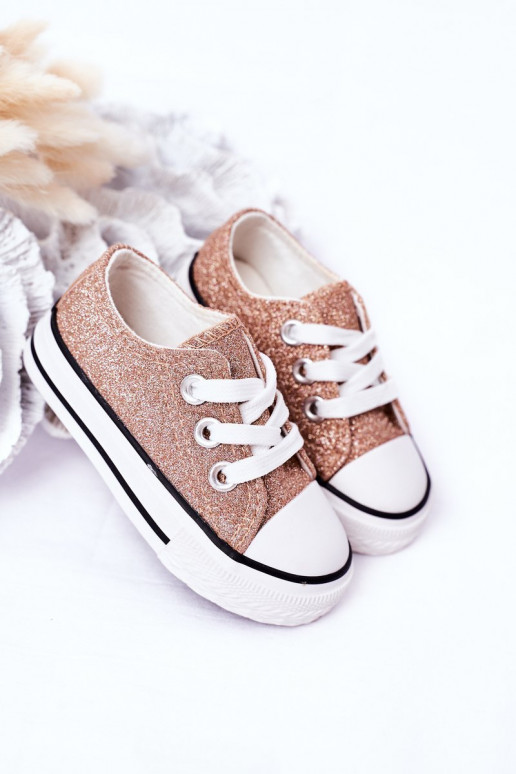 Children's Glitter Sneakers Rose Gold Bling-Bling