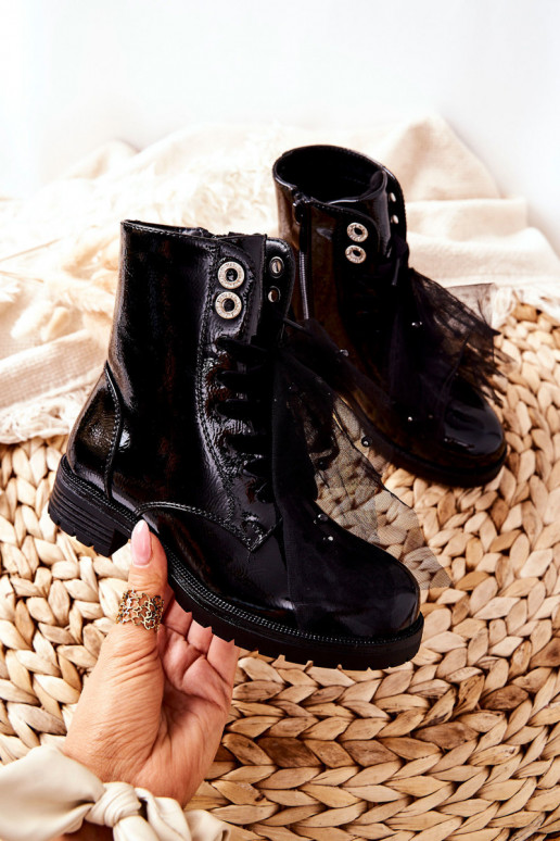 Children's Spring Lacquered Black Boots from Semissa