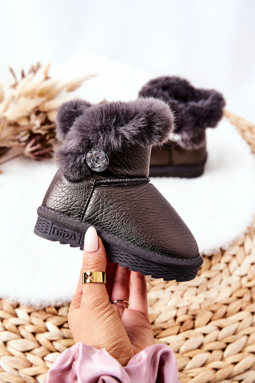 Fleece-lined Snow Boots Grey Bessie