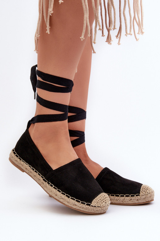 Tied Suede Espadrilles Black Ismanne