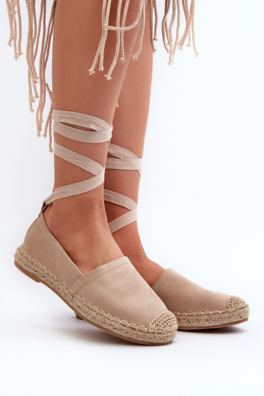 Tied Suede Espadrilles Beige Ismanne