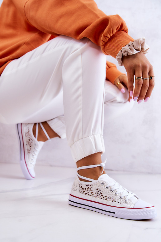 Women's fabric sneakers with openwork White Venture