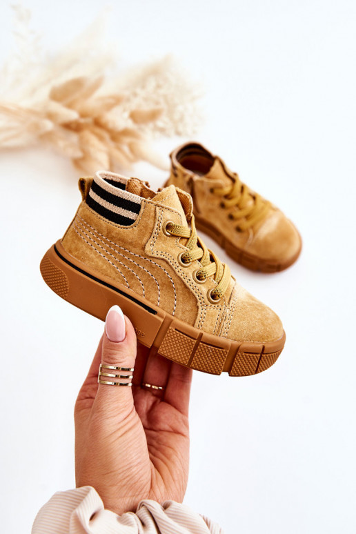 Children's High-top Sneakers With A Zipper Camel Boone