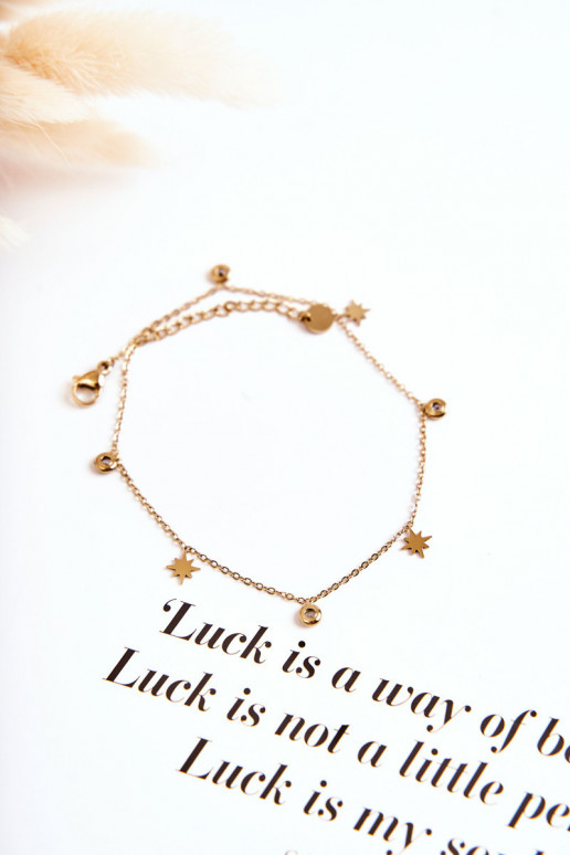 Leg Bracelet With Star And Cubic Zirconia Gold