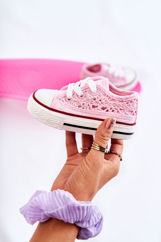 Children's Sneakers With Lace Pink Roly-Poly