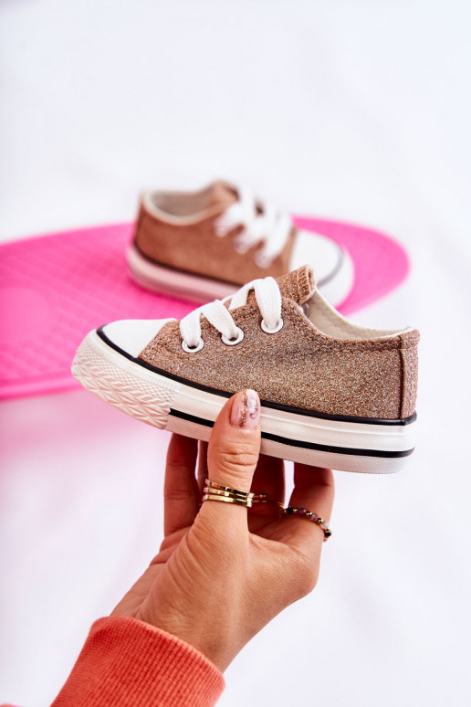 Children's Sneakers Tied Rose Gold Wella