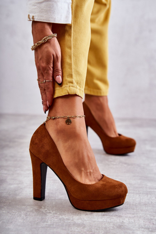 Classic Suede Pumps On Heel Camel Soro