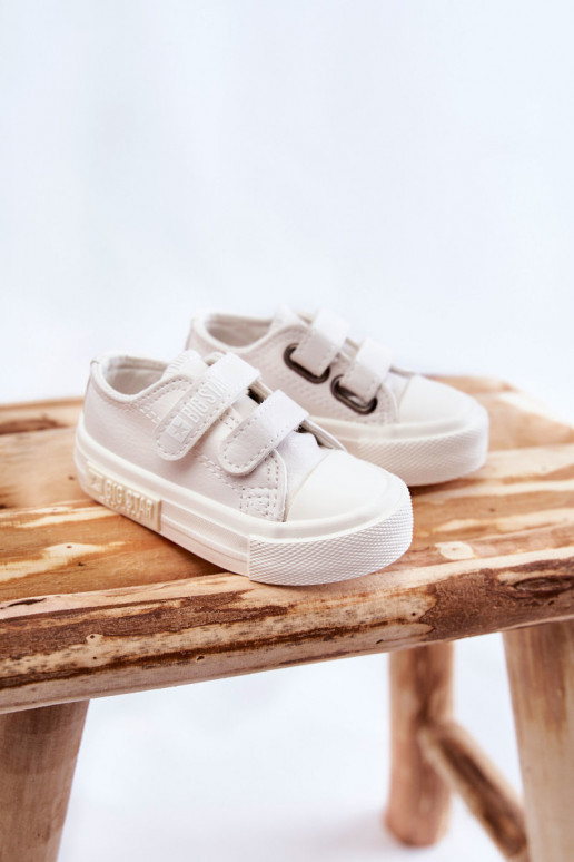 Children's Leather Sneakers With Velcro BIG STAR KK374055 White