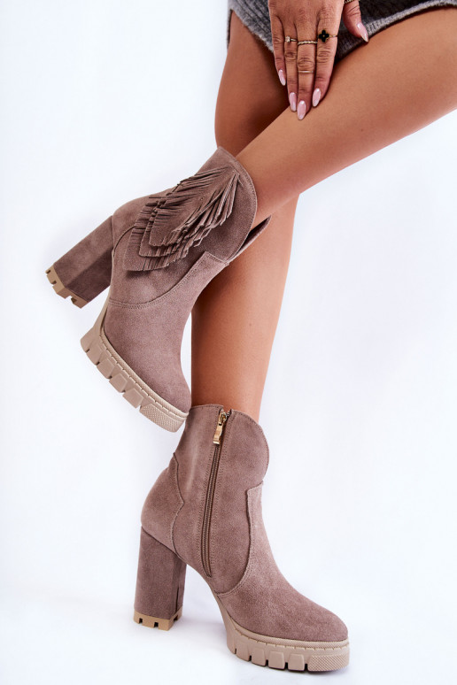 Suede Platform Boots Lewski Shoes 3251 Cappucino