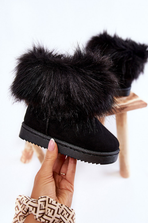 Children's Snow Boots With Eco Fur Black Ariana