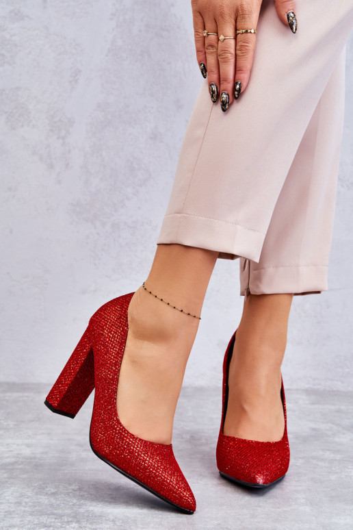 Shiny Pumps On Heel Red Elmira