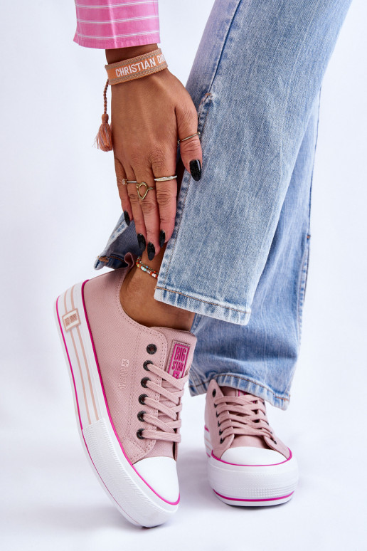 Women's Fabric Sneakers On The Big Star Platform LL274181 Pink