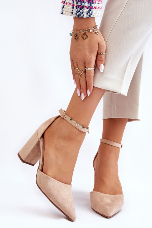 Suede Heel Pumps Beige Lexie