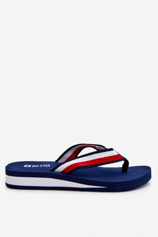 Women's Big Star Platform Flip Flops LL274779 Navy Blue