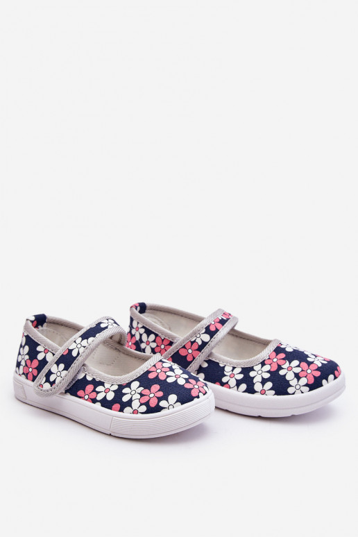 Children's ballerinas in flowers navy blue-Grey Noah