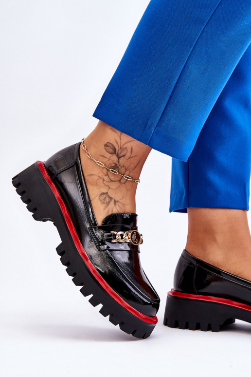 Patent Leather Platform Loafers Black Ronin