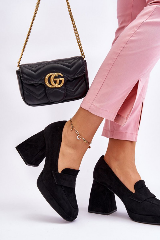 Suede Pumps On A Chunky Heel And Platform Black Adriel