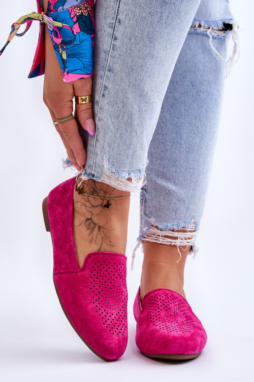 Suede Comfortable Loafers Fuchsia Giovana