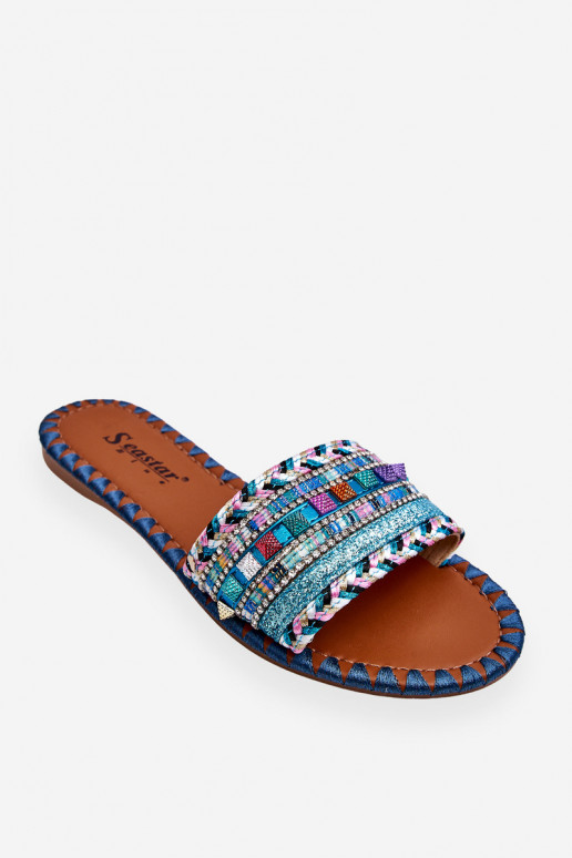 Women's Embellished Slippers Blue Bellisa