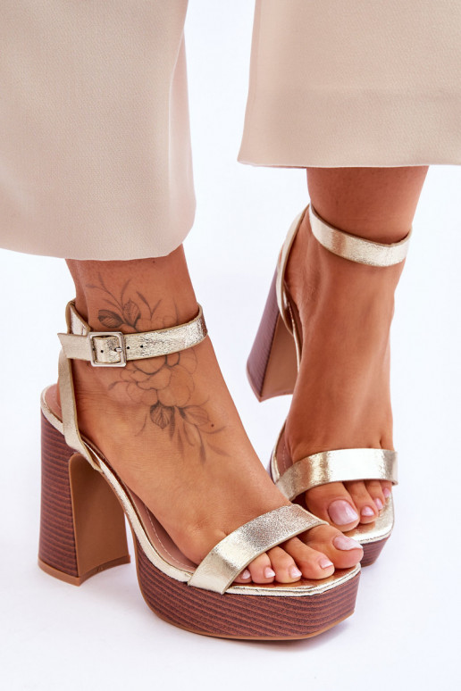 Leather Sandals On A Chunky Platform gold Marina