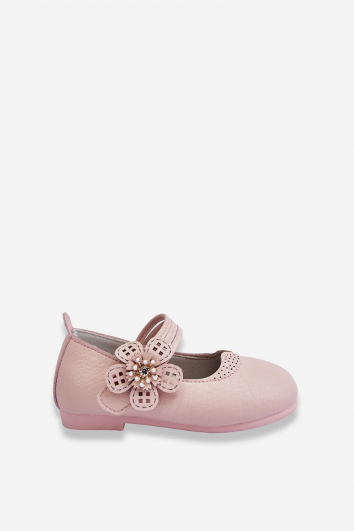 Children's Leather Ballerinas With Flower Pink Cobi