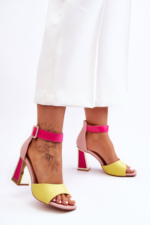 Elegant High Heel Sandals Pink-Yellow Sorel